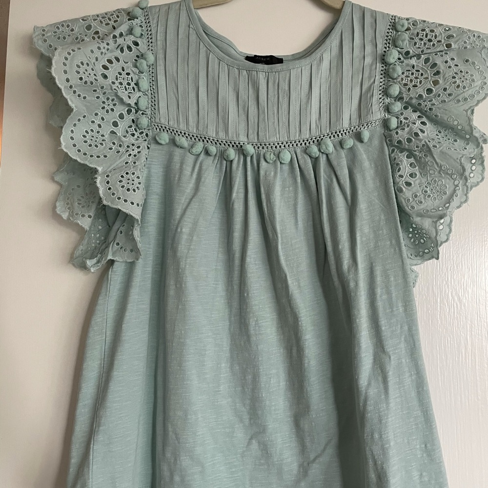 J. Crew Eyelet Flutter Sleeve Tee